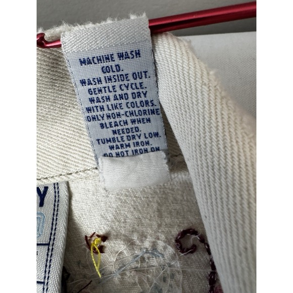 VTG Y2K Jean Denim Trucker Jacket Small Old Navy Retro 90s Beaded Embroidered - Picture 6 of 15